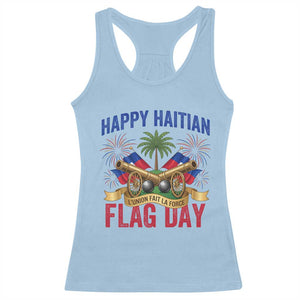 Happy Haitian Flag Day Celebration Graphic Racerback Tank Top May 18 National Pride Haiti Heritage TS02 Light Blue Print Your Wear