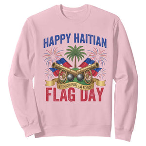 Happy Haitian Flag Day Celebration Graphic Sweatshirt May 18 National Pride Haiti Heritage TS02 Light Pink Print Your Wear