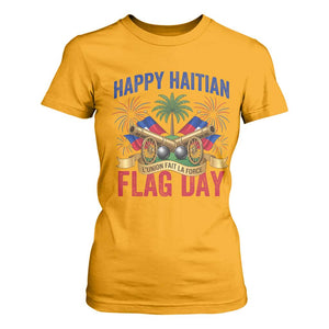 Happy Haitian Flag Day Celebration Graphic T Shirt For Women May 18 National Pride Haiti Heritage TS02 Gold Print Your Wear
