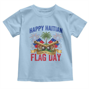 Happy Haitian Flag Day Celebration Graphic Toddler T Shirt May 18 National Pride Haiti Heritage TS02 Light Blue Print Your Wear