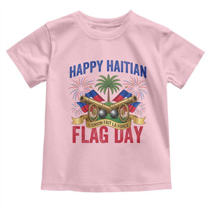 Happy Haitian Flag Day Celebration Graphic Toddler T Shirt May 18 National Pride Haiti Heritage TS02 Light Pink Print Your Wear