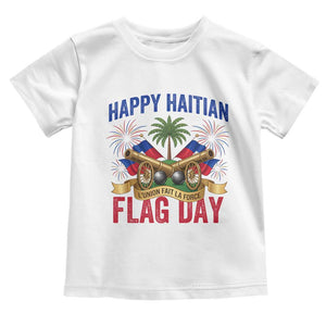 Happy Haitian Flag Day Celebration Graphic Toddler T Shirt May 18 National Pride Haiti Heritage TS02 White Print Your Wear