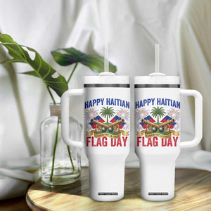 Happy Haitian Flag Day Celebration Graphic Tumbler With Handle May 18 National Pride Haiti Heritage TS02 Print Your Wear