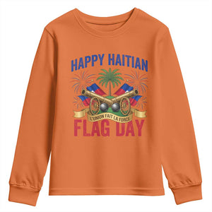 Happy Haitian Flag Day Celebration Graphic Youth Sweatshirt May 18 National Pride Haiti Heritage TS02 Orange Print Your Wear