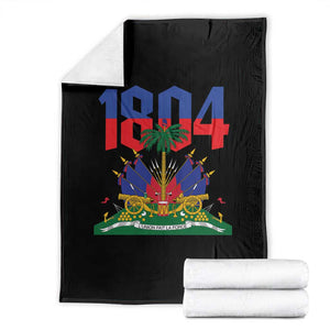 Haiti 1804 Independence Year Graphic Throw Blanket Haitian Pride Coat of Arms National Heritage TS02 Black Print Your Wear