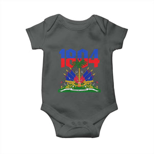 Haiti 1804 Independence Year Graphic Baby Onesie Haitian Pride Coat of Arms National Heritage TS02 Dark Heather Print Your Wear