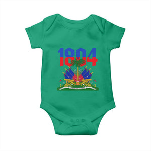 Haiti 1804 Independence Year Graphic Baby Onesie Haitian Pride Coat of Arms National Heritage TS02 Irish Green Print Your Wear