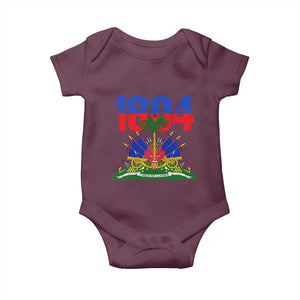 Haiti 1804 Independence Year Graphic Baby Onesie Haitian Pride Coat of Arms National Heritage TS02 Maroon Print Your Wear