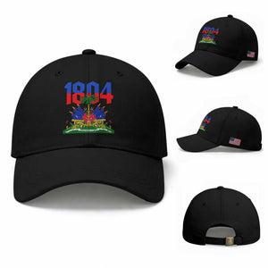 Haiti 1804 Independence Year Graphic Baseball Cap Haitian Pride Coat of Arms National Heritage TS02 Baseball Cap Universal Fit Black Print Your Wear