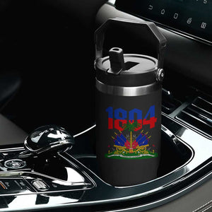 Haiti 1804 Independence Year Graphic Flip Straw Tumbler Haitian Pride Coat of Arms National Heritage TS02 Print Your Wear