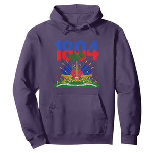 Haiti 1804 Independence Year Graphic Hoodie Haitian Pride Coat of Arms National Heritage TS02 Purple Print Your Wear