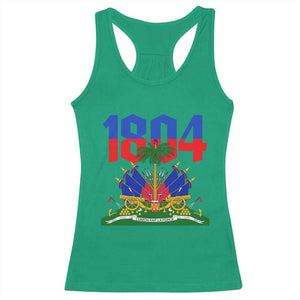Haiti 1804 Independence Year Graphic Racerback Tank Top Haitian Pride Coat of Arms National Heritage TS02 Irish Green Print Your Wear