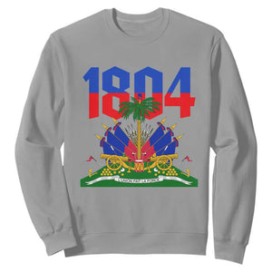 Haiti 1804 Independence Year Graphic Sweatshirt Haitian Pride Coat of Arms National Heritage TS02 Sport Gray Print Your Wear