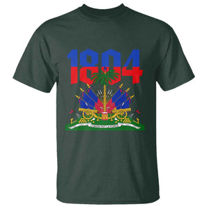 Haiti 1804 Independence Year Graphic T Shirt Haitian Pride Coat of Arms National Heritage TS02 Dark Forest Green Print Your Wear