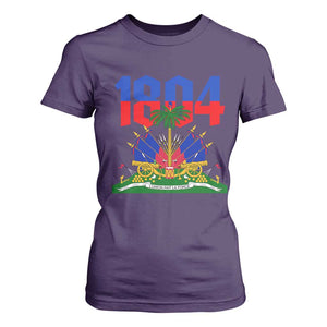 Haiti 1804 Independence Year Graphic T Shirt For Women Haitian Pride Coat of Arms National Heritage TS02 Purple Print Your Wear