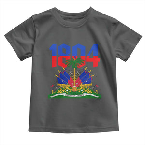 Haiti 1804 Independence Year Graphic Toddler T Shirt Haitian Pride Coat of Arms National Heritage TS02 Dark Heather Print Your Wear