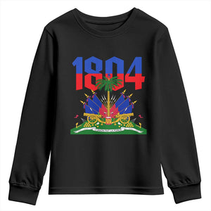 Haiti 1804 Independence Year Graphic Youth Sweatshirt Haitian Pride Coat of Arms National Heritage TS02 Black Print Your Wear