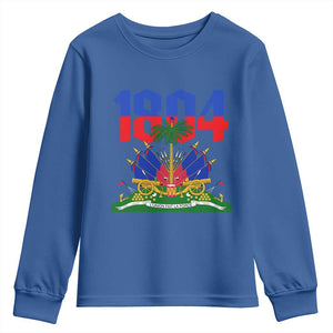 Haiti 1804 Independence Year Graphic Youth Sweatshirt Haitian Pride Coat of Arms National Heritage TS02 Royal Blue Print Your Wear