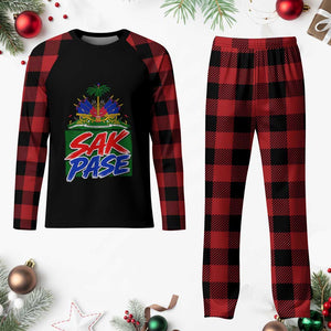 Sak Pase Haitian Creole Greeting Plaid Pajama Set National Crest Cultural Haiti Pride TS02 Buffalo Plaid Print Your Wear