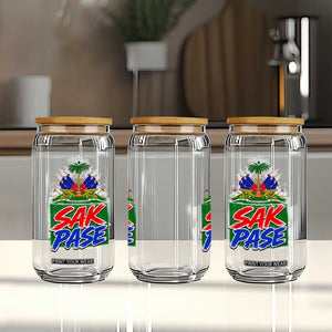 Sak Pase Haitian Creole Greeting Glass Can National Crest Cultural Haiti Pride TS02 Print Your Wear