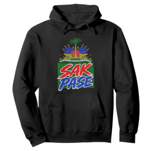 Sak Pase Haitian Creole Greeting Hoodie National Crest Cultural Haiti Pride TS02 Black Print Your Wear