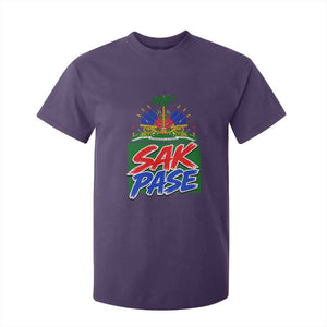 Sak Pase Haitian Creole Greeting T Shirt For Kid National Crest Cultural Haiti Pride TS02 Purple Print Your Wear
