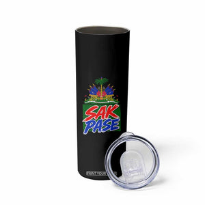 Sak Pase Haitian Creole Greeting Skinny Tumbler National Crest Cultural Haiti Pride TS02 Print Your Wear