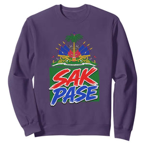 Sak Pase Haitian Creole Greeting Sweatshirt National Crest Cultural Haiti Pride TS02 Purple Print Your Wear