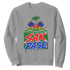 Sak Pase Haitian Creole Greeting Sweatshirt National Crest Cultural Haiti Pride TS02 Sport Gray Print Your Wear