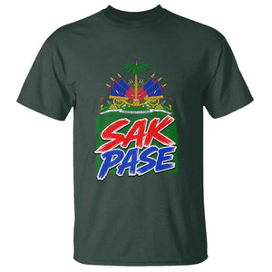 Sak Pase Haitian Creole Greeting T Shirt National Crest Cultural Haiti Pride TS02 Dark Forest Green Print Your Wear