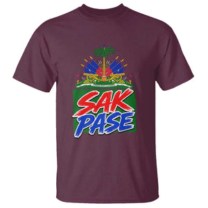 Sak Pase Haitian Creole Greeting T Shirt National Crest Cultural Haiti Pride TS02 Maroon Print Your Wear