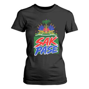 Sak Pase Haitian Creole Greeting T Shirt For Women National Crest Cultural Haiti Pride TS02 Black Print Your Wear