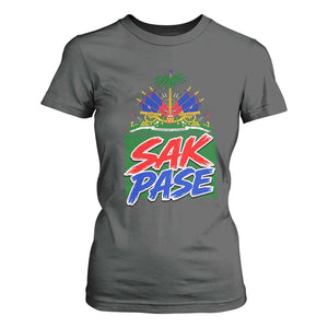 Sak Pase Haitian Creole Greeting T Shirt For Women National Crest Cultural Haiti Pride TS02 Dark Heather Print Your Wear