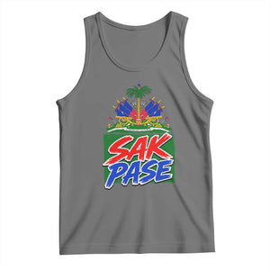 Sak Pase Haitian Creole Greeting Tank Top National Crest Cultural Haiti Pride TS02 Black Heather Print Your Wear