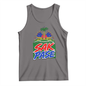 Sak Pase Haitian Creole Greeting Tank Top National Crest Cultural Haiti Pride TS02 Deep Heather Print Your Wear