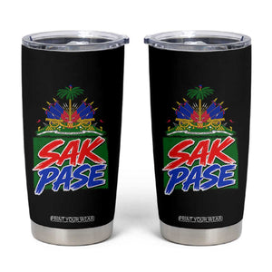Sak Pase Haitian Creole Greeting Tumbler Cup National Crest Cultural Haiti Pride TS02 Black Print Your Wear