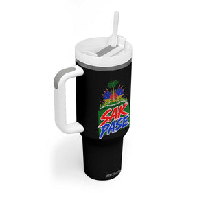 Sak Pase Haitian Creole Greeting Tumbler With Handle National Crest Cultural Haiti Pride TS02 Print Your Wear