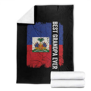 Best Grandpa Ever Haitian Granpapa Throw Blanket Vintage Distressed Haiti Flag Father's Day TS02 Black Print Your Wear