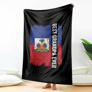 Best Grandpa Ever Haitian Granpapa Throw Blanket Vintage Distressed Haiti Flag Father's Day TS02 Print Your Wear