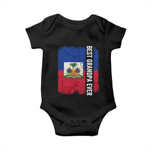 Best Grandpa Ever Haitian Granpapa Baby Onesie Vintage Distressed Haiti Flag Father's Day TS02 Black Print Your Wear