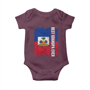 Best Grandpa Ever Haitian Granpapa Baby Onesie Vintage Distressed Haiti Flag Father's Day TS02 Maroon Print Your Wear
