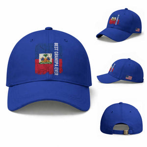Best Grandpa Ever Haitian Granpapa Baseball Cap Vintage Distressed Haiti Flag Father's Day TS02 Baseball Cap Universal Fit Royal Blue Print Your Wear
