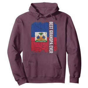 Best Grandpa Ever Haitian Granpapa Hoodie Vintage Distressed Haiti Flag Father's Day TS02 Maroon Print Your Wear
