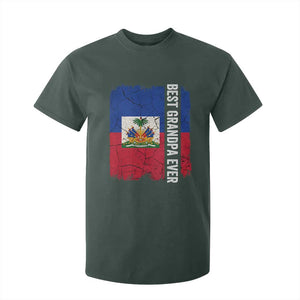 Best Grandpa Ever Haitian Granpapa T Shirt For Kid Vintage Distressed Haiti Flag Father's Day TS02 Dark Forest Green Print Your Wear