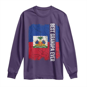 Best Grandpa Ever Haitian Granpapa Long Sleeve Shirt Vintage Distressed Haiti Flag Father's Day TS02 Purple Print Your Wear