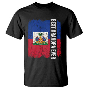 Best Grandpa Ever Haitian Granpapa T Shirt Vintage Distressed Haiti Flag Father's Day TS02 Black Print Your Wear