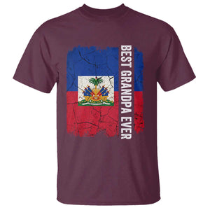 Best Grandpa Ever Haitian Granpapa T Shirt Vintage Distressed Haiti Flag Father's Day TS02 Maroon Print Your Wear