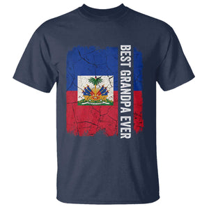Best Grandpa Ever Haitian Granpapa T Shirt Vintage Distressed Haiti Flag Father's Day TS02 Navy Print Your Wear