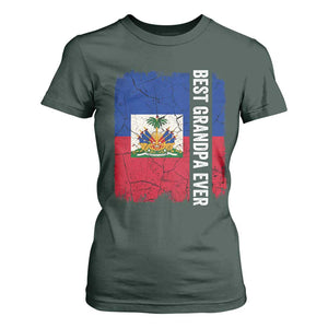 Best Grandpa Ever Haitian Granpapa T Shirt For Women Vintage Distressed Haiti Flag Father's Day TS02 Dark Forest Green Print Your Wear