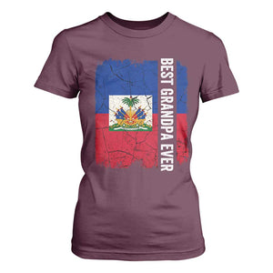 Best Grandpa Ever Haitian Granpapa T Shirt For Women Vintage Distressed Haiti Flag Father's Day TS02 Maroon Print Your Wear